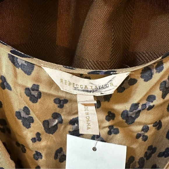 NWT Rebecca Taylor Silk Tie Front Cheetah Mini Dress Size 6 reg. $495 - Picture 6 of 9